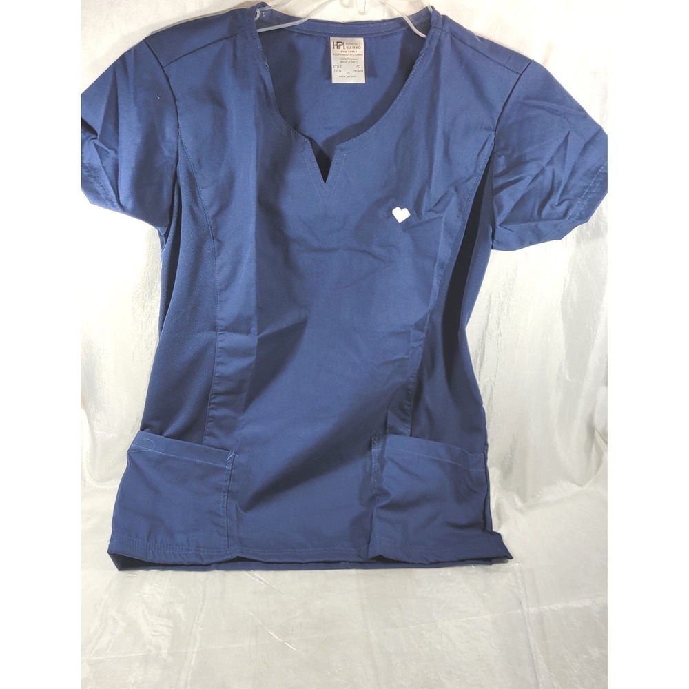HPI Bamko Women's CVS Embroidered Heart Technician Scrub Uniform Top - Blue - XS